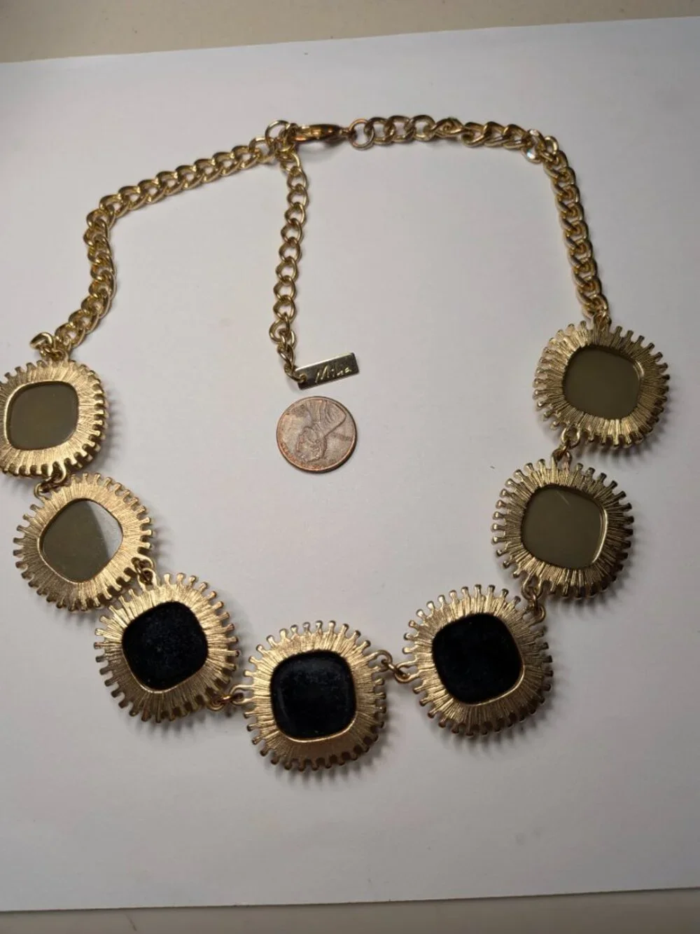 Mila Vintage Gold Tone Statement Necklace